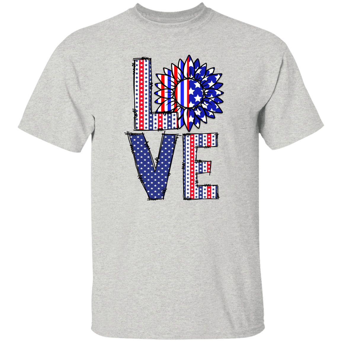 Sunflower, Love T-Shirt, Patriotic 4th of July Tee Shirt for Independence Day, USA Shirt, Red White and Blue Shirt