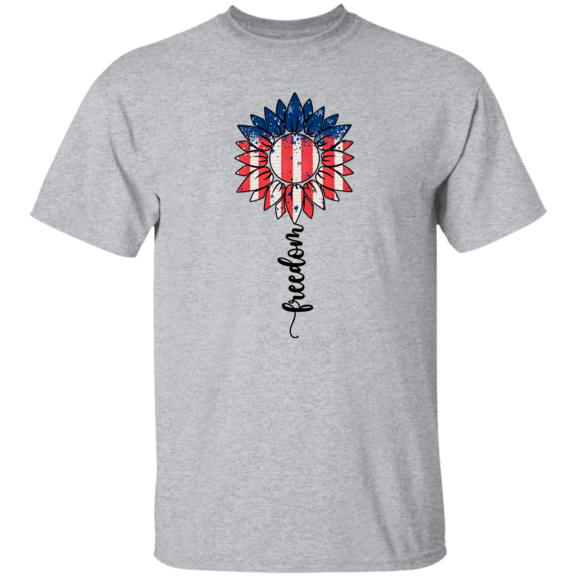 Freedom, Sunflower T-Shirt, Patriotic 4th of July Tee Shirt for Independence Day, USA Shirt, Red White and Blue Shirt