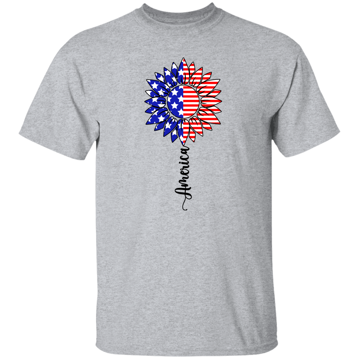 Freedom, Sunflower, Flag T-Shirt, Patriotic 4th of July Tee Shirt for Independence Day, USA Shirt, Red White and Blue Shirt