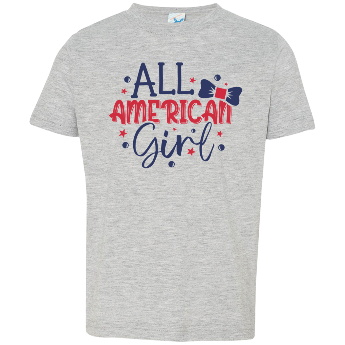 All American Girl Toddler Jersey T-Shirt, Patriotic Shirt, Independence Day Gift, USA, Red White and Blue Shirt