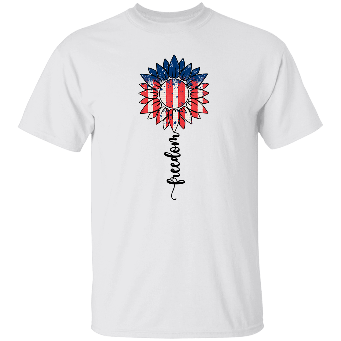 Freedom, Sunflower T-Shirt, Patriotic 4th of July Tee Shirt for Independence Day, USA Shirt, Red White and Blue Shirt