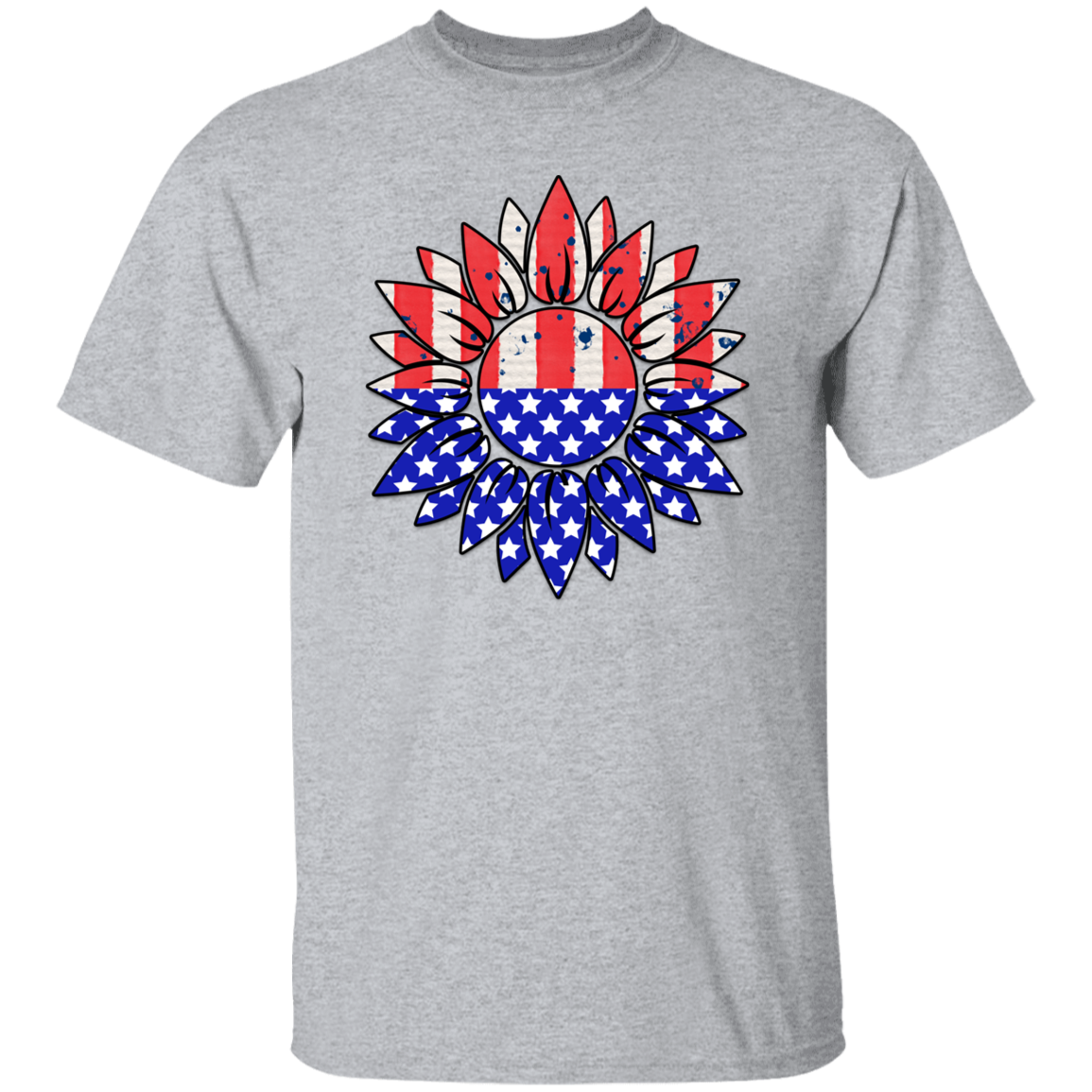 Sunflower America T-Shirt, Patriotic 4th of July Tee Shirt for Independence Day, USA Shirt, Red White and Blue Shirt