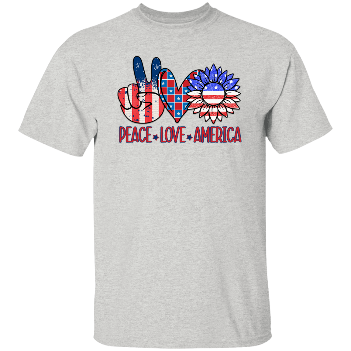 Peace Love America T-Shirt, Patriotic 4th of July Tee Shirt for Independence Day, USA Shirt, Red White and Blue Shirt