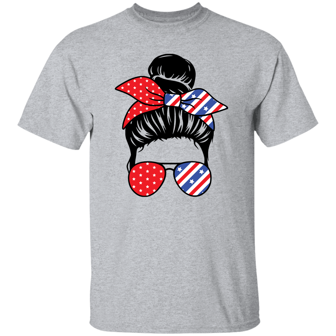 Headband, Sunglasses, Flag T-Shirt, Patriotic 4th of July Tee Shirt for Independence Day, USA Shirt, Red White and Blue Shirt