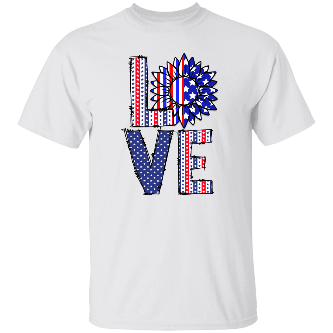 Sunflower, Love T-Shirt, Patriotic 4th of July Tee Shirt for Independence Day, USA Shirt, Red White and Blue Shirt