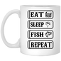 Eat Sleep Fish Repeat Coffee Mug, Funny Dad Coffee Mugs, Funny Dad Gift Idea, Father's Day Gift, Christmas Birthday Dad Gift, Funny Dad Cups, Bonus Dad, Stepfather, Stepdad, Fishing Enthusiast Mug