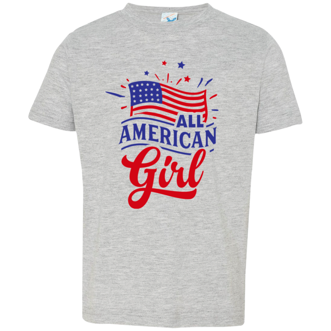 All American Girl Toddler Jersey T-Shirt, Patriotic 4th of July Tee Shirt for Independence Day, USA Shirt, Red White and Blue Shirt