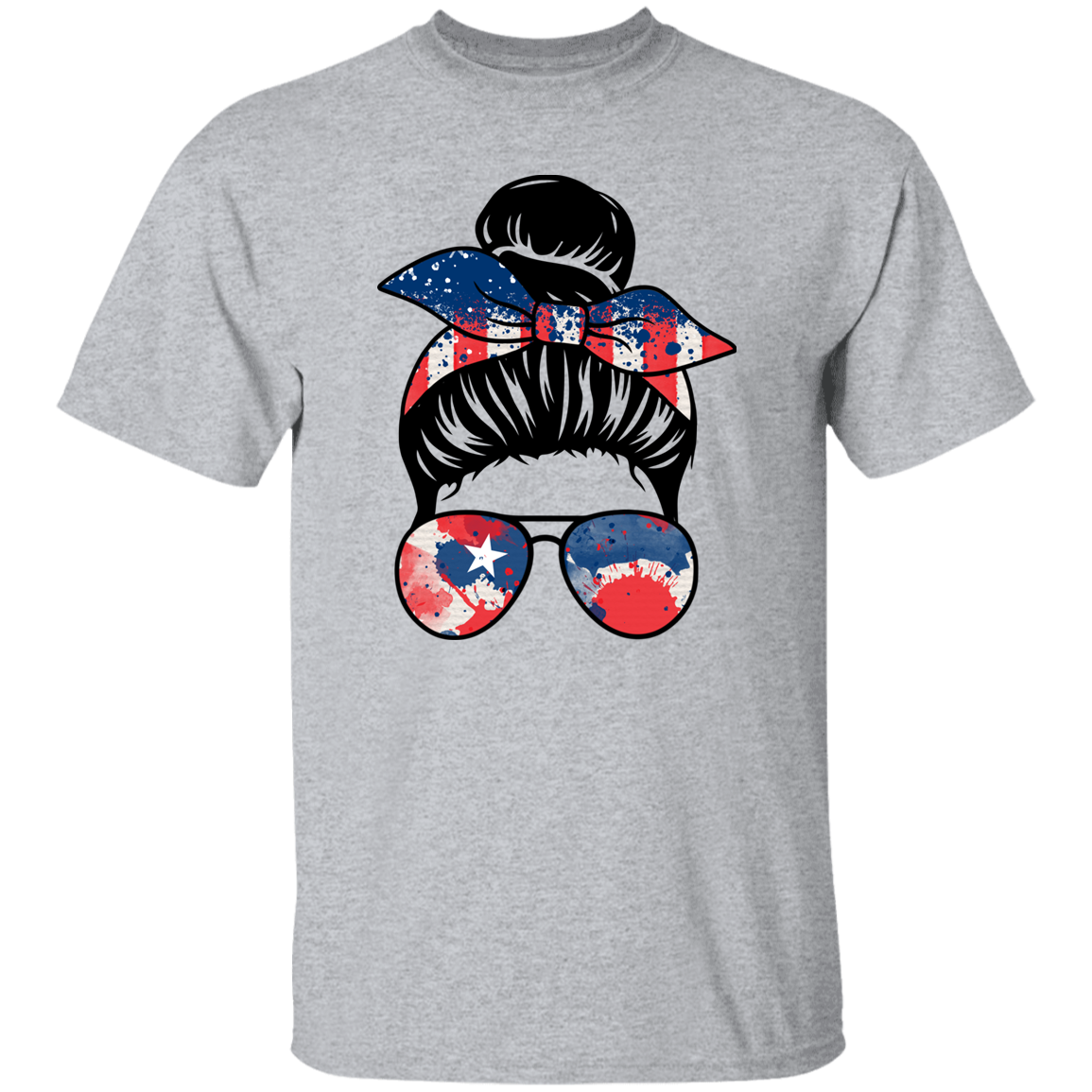 Headband, Sunglasses T-Shirt, Patriotic 4th of July Tee Shirt for Independence Day, USA Shirt, Red White and Blue Shirt