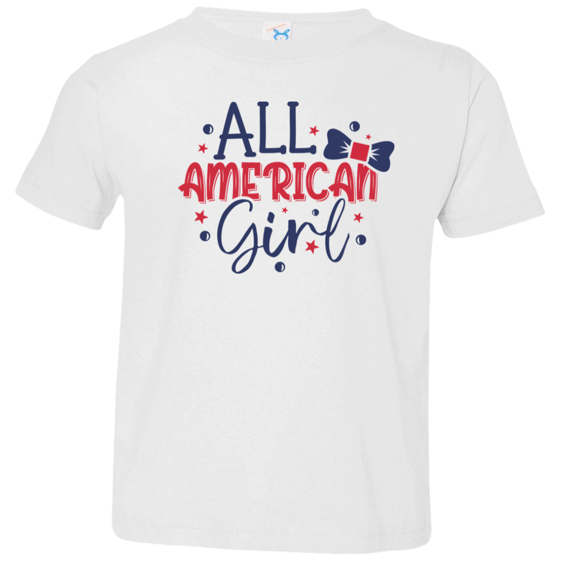 All American Girl Toddler Jersey T-Shirt, Patriotic Shirt, Independence Day Gift, USA, Red White and Blue Shirt