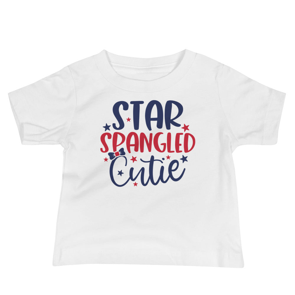 Star Spangled Cutie Baby Jersey Short Sleeve T-Shirt, Patriotic 4th of July Tee Shirt for Independence Day, USA Shirt, Red White and Blue Shirt