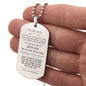 To my Son - Love, your Dad - Engraved Dog Tag Necklace