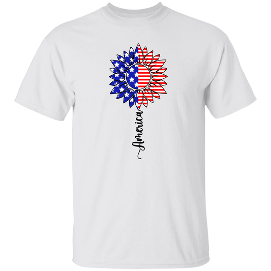 Freedom, Sunflower, Flag T-Shirt, Patriotic 4th of July Tee Shirt for Independence Day, USA Shirt, Red White and Blue Shirt