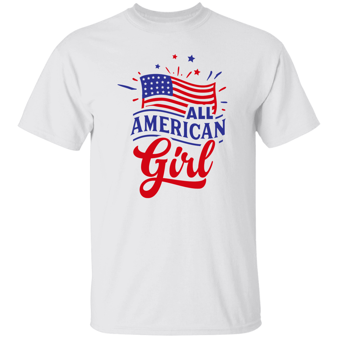 All American Girl T-Shirt, Patriotic 4th of July Tee Shirt for Independence Day, USA Shirt, Red White and Blue Shirt