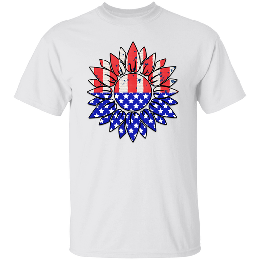 Sunflower America T-Shirt, Patriotic 4th of July Tee Shirt for Independence Day, USA Shirt, Red White and Blue Shirt