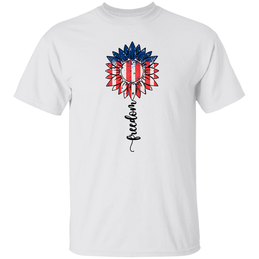 Freedom, Sunflower T-Shirt, Patriotic 4th of July Tee Shirt for Independence Day, USA Shirt, Red White and Blue Shirt