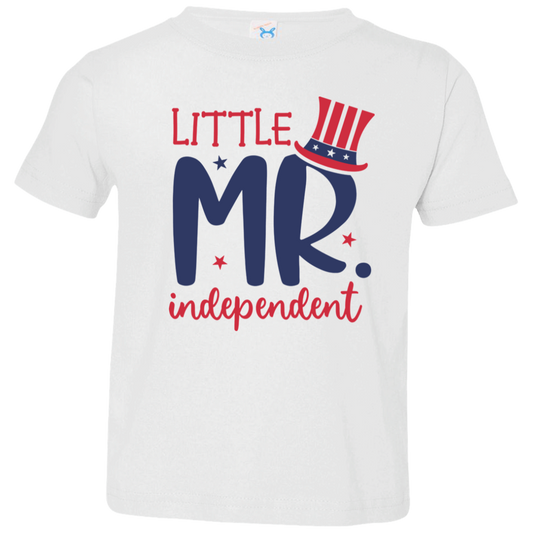 Little Mr Independent Toddler Jersey T-Shirt, Patriotic Shirt, Independence Day Gift, USA, Red White and Blue Shirt