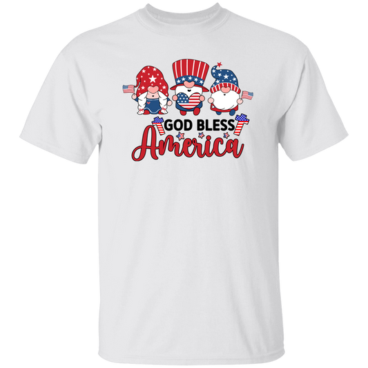 God Bless America Gnomes T-Shirt, Patriotic 4th of July Tee Shirt for Independence Day, USA Shirt, Red White and Blue Shirt