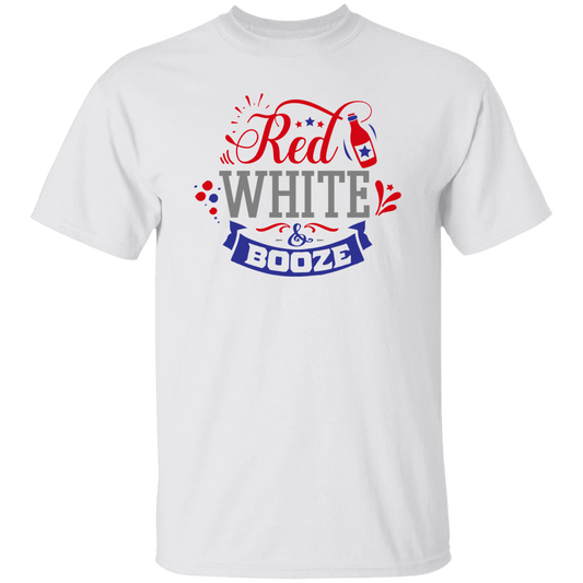 Reg White and Booze T-Shirt, Patriotic 4th of July Tee Shirt for Independence Day, USA Shirt, Red White and Blue Shirt