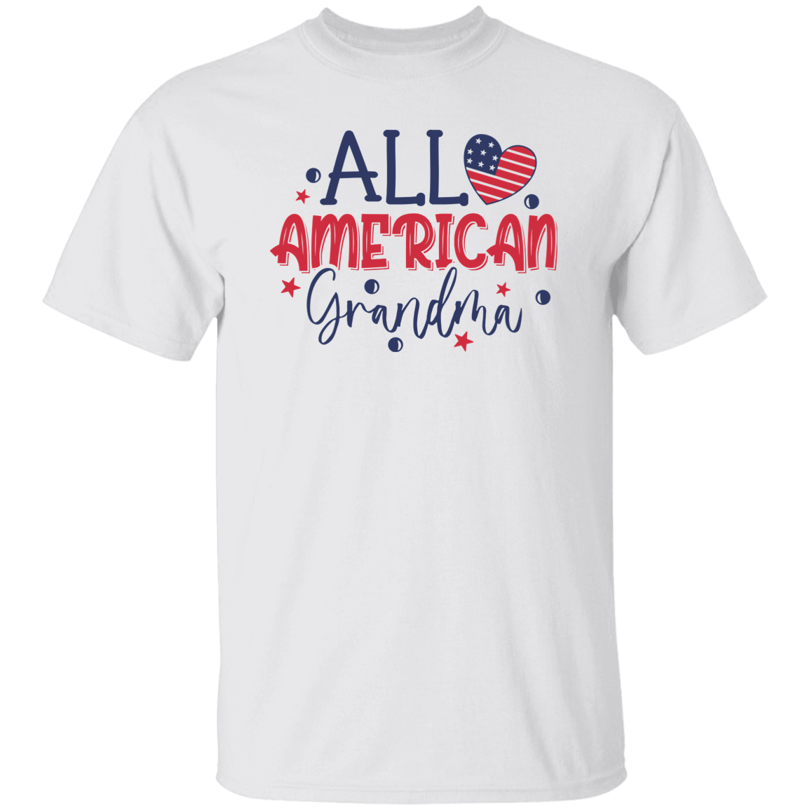 All American Grandma T-Shirt, Patriotic 4th of July Tee Shirt for Independence Day, USA Shirt, Red White and Blue Shirt