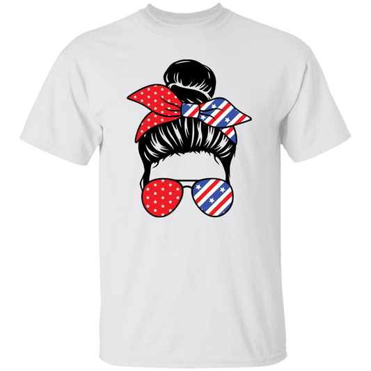 Headband, Sunglasses, Flag T-Shirt, Patriotic 4th of July Tee Shirt for Independence Day, USA Shirt, Red White and Blue Shirt