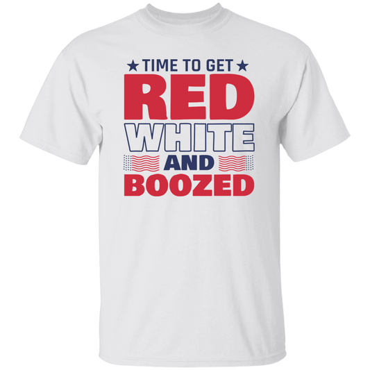 Time to get Reg White and Boozed T-Shirt, Patriotic 4th of July Tee Shirt for Independence Day, USA Shirt, Red White and Blue Shirt