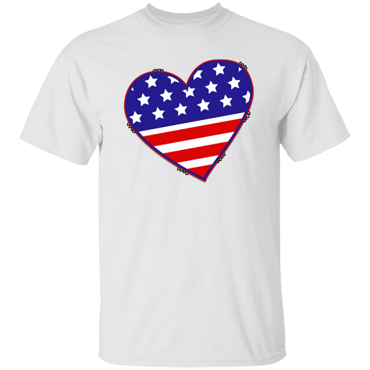 Heart, American Flag T-Shirt, Patriotic 4th of July Tee Shirt for Independence Day, USA Shirt, Red White and Blue Shirt