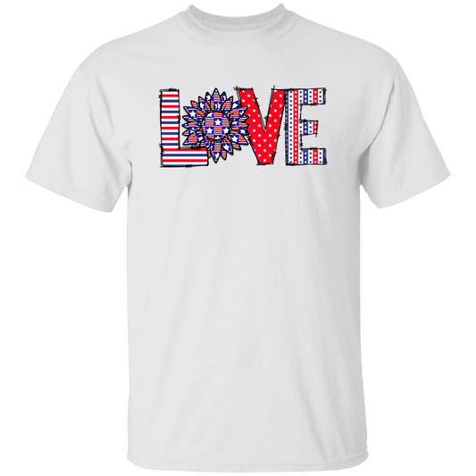 Love Banner T-Shirt, Patriotic 4th of July Tee Shirt for Independence Day, USA Shirt, Red White and Blue Shirt