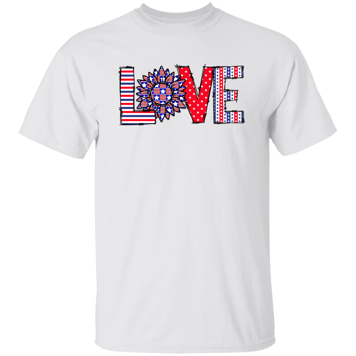 Love Banner T-Shirt, Patriotic 4th of July Tee Shirt for Independence Day, USA Shirt, Red White and Blue Shirt