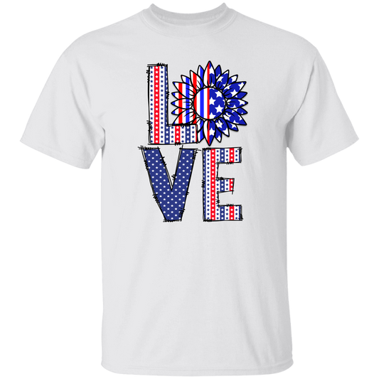Sunflower, Love T-Shirt, Patriotic 4th of July Tee Shirt for Independence Day, USA Shirt, Red White and Blue Shirt