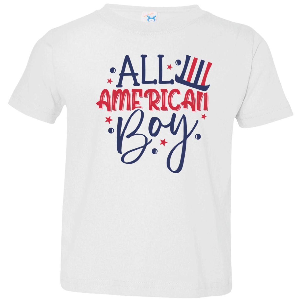 All American Boy Toddler Jersey T-Shirt, Patriotic Shirt, Independence Day Gift, USA, Red White and Blue Shirt