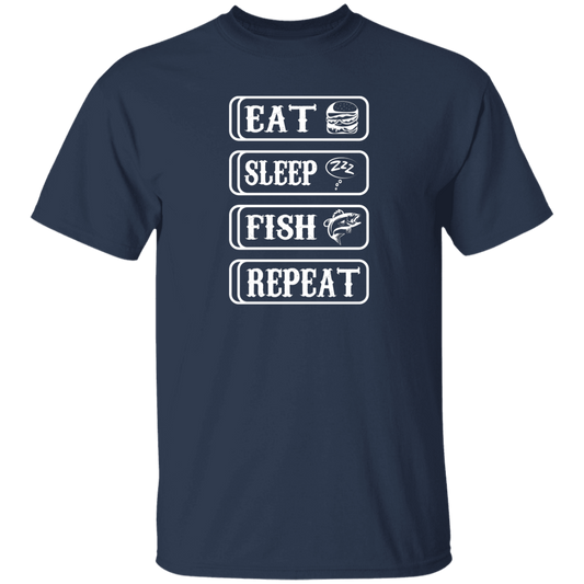 Eat Sleep Fish Repeat Shirt - White Letters - Dad Shirt, Husband Gift, Father's Day Gift, Gift for him, Gift for Father, Dad Gift, Christmas Gift, Dad, Father, Fishing Enthusiast