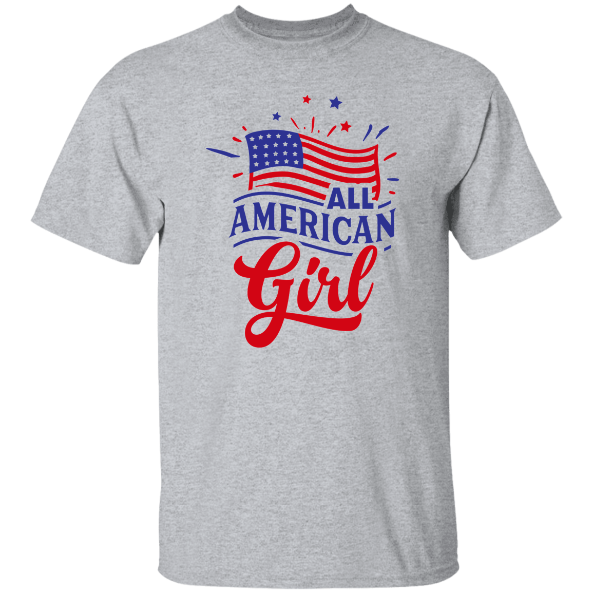 All American Girl T-Shirt, Patriotic 4th of July Tee Shirt for Independence Day, USA Shirt, Red White and Blue Shirt