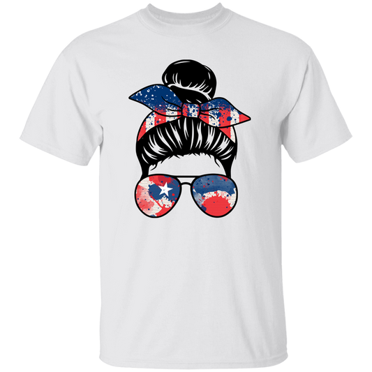 Headband, Sunglasses T-Shirt, Patriotic 4th of July Tee Shirt for Independence Day, USA Shirt, Red White and Blue Shirt