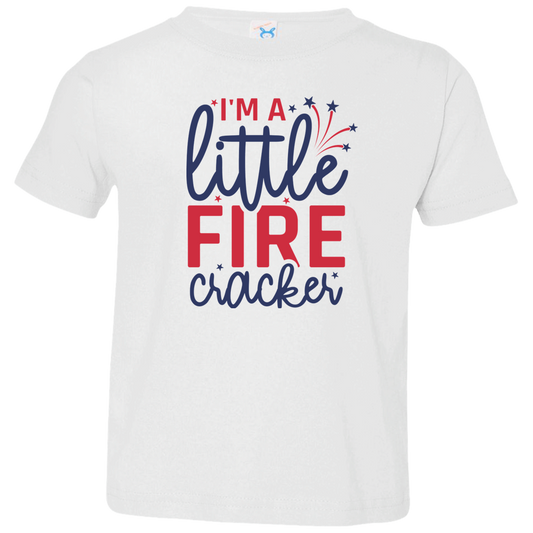 I'm a little fire cracker Toddler Jersey T-Shirt, Patriotic Shirt, Independence Day Gift, USA, Red White and Blue Shirt