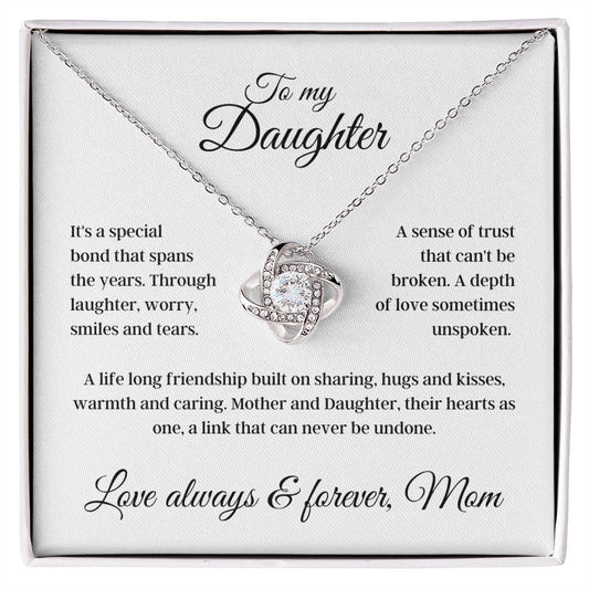 To my Daughter - Love always & forever, Mom -  Love Knot Necklace