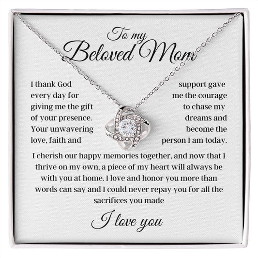 To my Beloved Mom - Love Knot Necklace