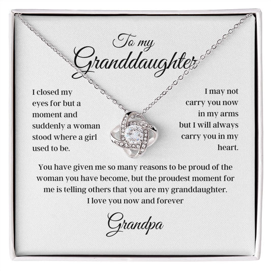 To my Granddaughter - Grandpa -  Love Knot Necklace