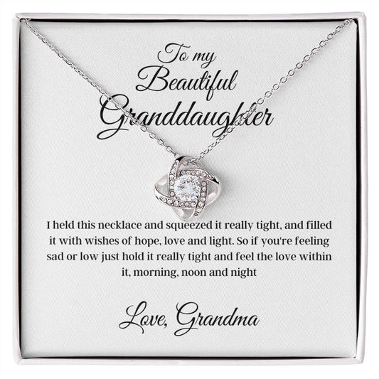 To my Granddaughter - Love Grandma -  Love Knot Necklace