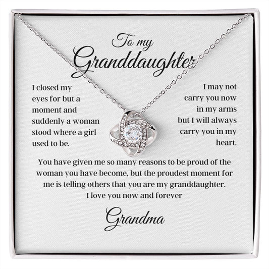 To my Granddaughter - Grandma -  Love Knot Necklace