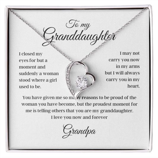 To my Granddaughter - Grandpa -  Forever Love Necklace